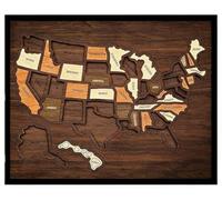 Rompecabezas De Madera con Mapas De Viajes De EE. UU., Mapas De Seguimiento De Viajes De Estados Unidos, Tablero De Alfileres, Rompecabezas De Monumentos Americanos En 3D(1pcs)