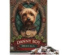 Rompecabezas de Madera Creativo de 1000 Piezas con Retrato de Perro y Marco Celta para Adultos y Adolescentes, Juego desafiante (75 x 50 cm).