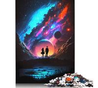 Rompecabezas de Madera Cuadrado Creativo Amor Entre Las Estrellas de 1000 Piezas para Adultos, Juego Educativo, Juguete de desafío, 1000 Piezas (75 x 50 cm)