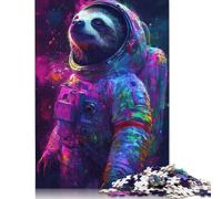 Rompecabezas de Madera Cuadrado Creativo de 1000 Piezas con diseño de Astronauta Perezoso para Adultos, Juego Educativo, Juguete de desafío, 1000 Piezas (75 x 50 cm)