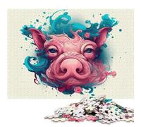 Rompecabezas de Madera Cuadrado Creativo de 1000 Piezas con diseño de Cerdo Estilo Caricatura para Adultos. Juego Educativo y Juguete de desafío. 1000 Piezas (75x50cm)