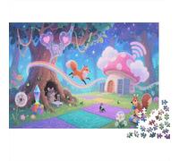 Rompecabezas de Madera de 1000 Piezas, 75x50 cm. Adecuado para Adultos y niños Mayores de 14 años. Tema: Bosque Fantasía con Elementos Tecnológicos decoración del hogar