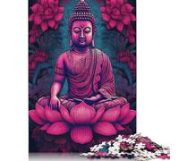 Rompecabezas de Madera de 1000 Piezas Budas de Loto Rosa para Adultos, Juguete Educativo antiestrés, 1000 Piezas (75 x 50 cm)