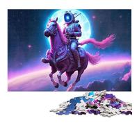 Rompecabezas de Madera de 1000 Piezas Caballo Astronauta, Ideal para Decorar, Ideal para Adultos y familias, 50x75cm/19,68x29,52 Pulgadas
