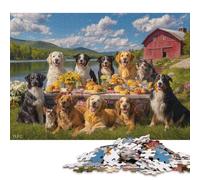 Rompecabezas de Madera de 1000 Piezas Canine Feast by The Lake para Adultos, 1000 Piezas (75 x 50 cm)