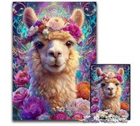 Rompecabezas de Madera de 1000 Piezas con diseño de Alpaca y Flores para Adultos, Ideal para el Cerebro, decoración artística para el hogar y la Oficina, a Partir de 14 años, 50x75cm