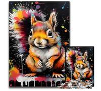 Rompecabezas de Madera de 1000 Piezas con diseño de Ardilla Pintada a Mano para Adultos, Ideal para Adolescentes y coleccionistas, Regalo de Viaje, Actividad Familiar, 50x75cm/19,68x29,52 Pulgadas