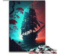 Rompecabezas de Madera de 1000 Piezas con diseño de Barcos Piratas para Adultos 50x75cm, desafío Mental y una Actividad educativa para Adolescentes.
