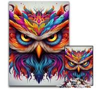 Rompecabezas de Madera de 1000 Piezas con diseño de búho Colorido para Adultos, Ideal para decoración del hogar, Entrenamiento Mental y Regalos navideños, 50x75cm/19,68x29,52 Pulgadas.