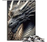 Rompecabezas de Madera de 1000 Piezas con diseño de Cabeza de dragón V para Adultos, decoración del hogar 50x75cm, Ideal para Fiestas de cumpleaños para Hombres y Mujeres