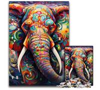 Rompecabezas de Madera de 1000 Piezas con diseño de Elefante Colorido para Adultos, Ideal para Decorar el hogar o la Oficina, 50x75cm/19,68x29,52 Pulgadas.