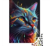 Rompecabezas de Madera de 1000 Piezas con diseño de Gato Pop Art, Cara de Animal, 9 Cuadrados, para Adultos, (75 x 50 cm).