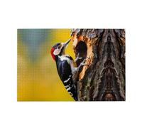 Rompecabezas de madera de 1000 piezas con diseño de pájaro carpintero WZYWHJ que picotea los agujeros de los árboles, impreso para adultos y niños, perfecto para diversión familiar, alivio del estrés