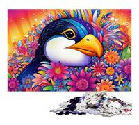 Rompecabezas de Madera de 1000 Piezas con diseño de pingüino Colorido para Adultos y Adolescentes, cumpleaños y Vacaciones 50x75cm/19,68x29,52 Pulgadas.