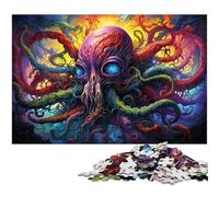 Rompecabezas de Madera de 1000 Piezas con diseño de Pulpo de Colores para Adultos, Ideal para Adolescentes y coleccionistas, Regalo de Viaje, Actividad Familiar, 50x75cm/19,68x29,52 Pulgadas