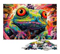 Rompecabezas de Madera de 1000 Piezas con diseño de Rana para Adultos, Ideal para el Cerebro de Adolescentes y para Disfrutar de una Noche de Juegos en Familia 50x75cm/19,68x29,52 Pulgadas.