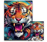 Rompecabezas de Madera de 1000 Piezas con diseño de Tigre Colorido para Adultos y Adolescentes, cumpleaños y Vacaciones, 50x75cm/19,68x29,52 Pulgadas.