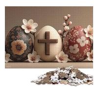 Rompecabezas de Madera de 1000 Piezas con Elegantes Huevos de Pascua y Detalles Florales para Adultos. Juegos educativos para niños. 1000 Piezas (75x50cm)