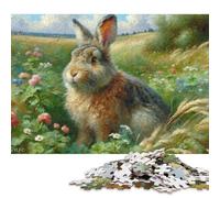 Rompecabezas de Madera de 1000 Piezas con Forma de Conejo en un Prado, Ideal para Adultos y niños. Juego Educativo Navidad. 1000 Piezas (75x50cm)