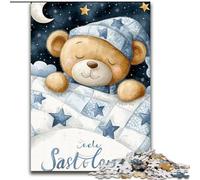 Rompecabezas de Madera de 1000 Piezas con Forma de Osito de Peluche durmiendo, 50x75cm, Juego Decorativo para Hacer uno Mismo, Juguete Interactivo Familiar