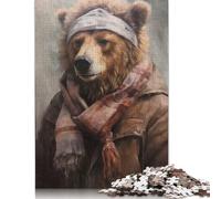 Rompecabezas de Madera de 1000 Piezas con Forma de Oso marrón Acogedor. Juguetes educativos 1000 Piezas (75x50cm)