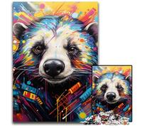 Rompecabezas de Madera de 1000 Piezas con Grafiti de Caballo para Adultos, un desafío para la Mente y un Juguete Relajante para Adolescentes 50x75cm/19,68x29,52 Pulgadas