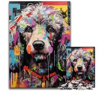 Rompecabezas de Madera de 1000 Piezas con Grafiti de caniche para Adultos, un desafío para la Mente y un Juguete Relajante para Adolescentes 50x75cm/19,68x29,52 Pulgadas