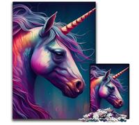Rompecabezas de Madera de 1000 Piezas con ilustración de Unicornio para Adultos, Ideal para Relajarse y desafiar, decoración Colorida para el hogar, Regalo Ideal para Amigos, 50x75cm