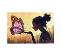 Rompecabezas de madera de 1000 piezas con texto en inglés "The Girl Gentle Kissed The Big Butterfly" para adultos, regalos para decoración del hogar