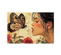 Rompecabezas de madera de 1000 piezas con texto en inglés "The Girl Gentle Kissed The Butterfly" para adultos, regalos para decoración del hogar