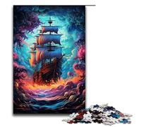Rompecabezas de Madera de 1000 Piezas con un Barco Pirata psicodélico Colorido para Adultos Ideal para niños a Partir de 14 años (75 x 50 cm)