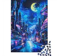 Rompecabezas de Madera de 1000 Piezas con Vista Nocturna para Adultos, Rompecabezas Rectangular Creativo, Juego de desafío para el Cerebro, 1000 Piezas (75 x 50 cm)