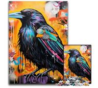 Rompecabezas de Madera de 1000 Piezas Cuervo Grafiti, Ideal para Adultos y un desafío Mental, Ideal para Relajarse y Disfrutar del Juego. 50x75cm/19,68x29,52 Pulgadas.