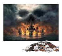 Rompecabezas de Madera de 1000 Piezas de Barco Pirata para Adultos, decoración del hogar y Las Vacaciones, 50x75cm/19,68x29,52 Pulgadas.