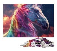 Rompecabezas de Madera de 1000 Piezas de Caballo arcoíris para Adultos, Ideal para Adolescentes y coleccionistas, Regalo de Viaje, Actividad Familiar, 50x75cm/19,68x29,52 Pulgadas