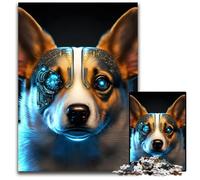 Rompecabezas de Madera de 1000 Piezas de Cyborg Corgi Dog, Ideal para Decorar, para Adultos y familias, 50x75cm (19,68x29,52 Pulgadas)