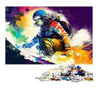 Rompecabezas de Madera de 1000 Piezas de Esquiador Colorido, Ideal para Adultos y un desafío Mental, Ideal para Relajarse y Disfrutar del Tiempo Libre, 50x75cm/19,68x29,52 Pulgadas.