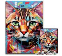 Rompecabezas de Madera de 1000 Piezas de Gato de Bengala para Adultos, Ideal para decoración del hogar, Entrenamiento Mental y Regalos navideños, 50x75cm/19,68x29,52 Pulgadas.