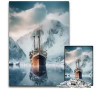 Rompecabezas de Madera de 1000 Piezas de la Antártida y el Hielo de un Barco para Adultos Ideal para decoración del hogar Entrenamiento Mental y Regalos navideños (75 x 50 cm)