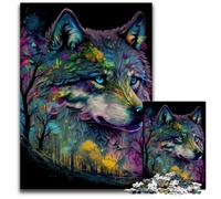 Rompecabezas de Madera de 1000 Piezas de Lobo a Color, Ideal para Actividades en casa, Regalo de cumpleaños y Viajes, 50x75cm/19,68x29,52 Pulgadas.