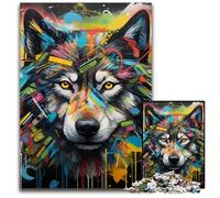 Rompecabezas de Madera de 1000 Piezas de Lobo para Adultos, Ideal para decoración del hogar, Entrenamiento Mental y Regalos navideños, 50x75cm/19,68x29,52 Pulgadas.
