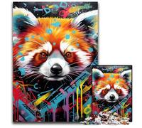 Rompecabezas de Madera de 1000 Piezas de Panda Rojo para Adultos y Adolescentes, cumpleaños y Vacaciones, 50x75cm/19,68x29,52 Pulgadas.