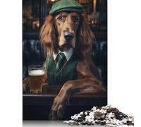Rompecabezas de Madera de 1000 Piezas de Setter Irlandés en el Pub para Adultos, Juego Educativo para Adolescentes, 1000 Piezas (75 x 50 cm)