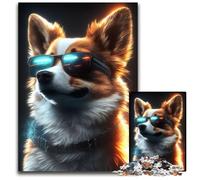 Rompecabezas de Madera de 1000 Piezas de The Styler Corgi Dog, Juego Interactivo Familiar, navideño, Juego de Actividades Familiares, 50x75cm/19,68x29,52 Pulgadas