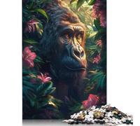 Rompecabezas de Madera de 1000 Piezas de un Gorila majestuoso en la Jungla para Adolescentes (75 x 50 cm)