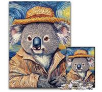 Rompecabezas de Madera de 1000 Piezas de Vincent Van Gogh Koala, Ideal para la Familia, decoración del hogar y Regalo navideño 50x75cm/19,68x29,52 Pulgadas.