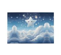 Rompecabezas de madera de 1000 piezas de WZYWHJ Little Stars en las nubes blancas impresas para adultos y niños, perfecto para diversión familiar, alivio del estrés