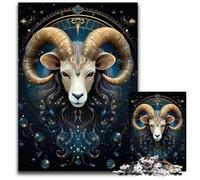 Rompecabezas de Madera de 1000 Piezas del Signo del Zodiaco Aries. Un desafío para Adolescentes una Noche de Juegos Familiar Divertida. 1000 Piezas (75 x 50 cm).