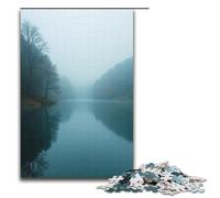 Rompecabezas de Madera de 1000 Piezas El Lago en la Niebla Parece un país de Las Hadas para niños decoración del hogar 1000 Piezas (38 x 26 cm)