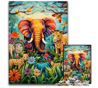 Rompecabezas de Madera de 1000 Piezas Elefante Artístico para Adultos, un desafiante Rompecabezas, Juguete Relajante para Adolescentes, 50x75cm/19,68x29,52 Pulgadas